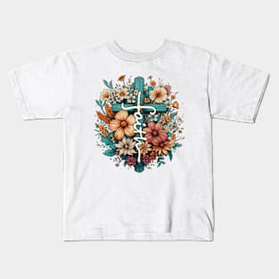 Faith Floral Cross Kids T-Shirt